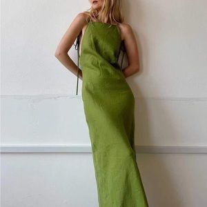 Reformation Selia Linen Dress - Avocado